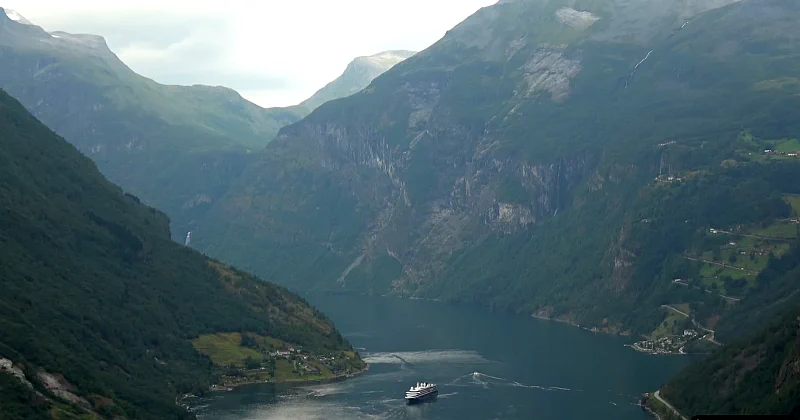 Driving through the scenic mountains and fjords of Norway