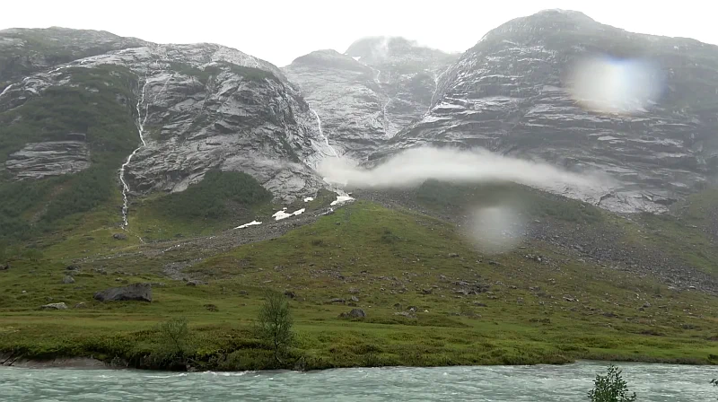 Beautiful misty morning views from a Norwegian mountain cabin