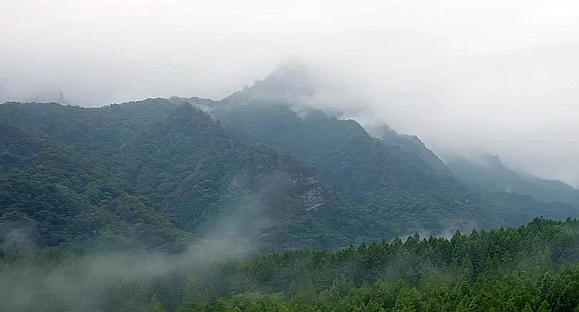 Misty peaks of the Northern Japanese Alps near Hakuba