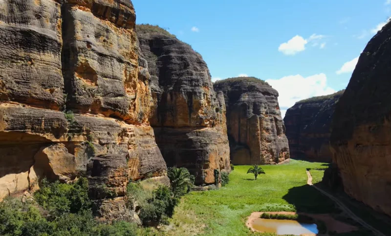 Towering rock formations of Canyons of Viana